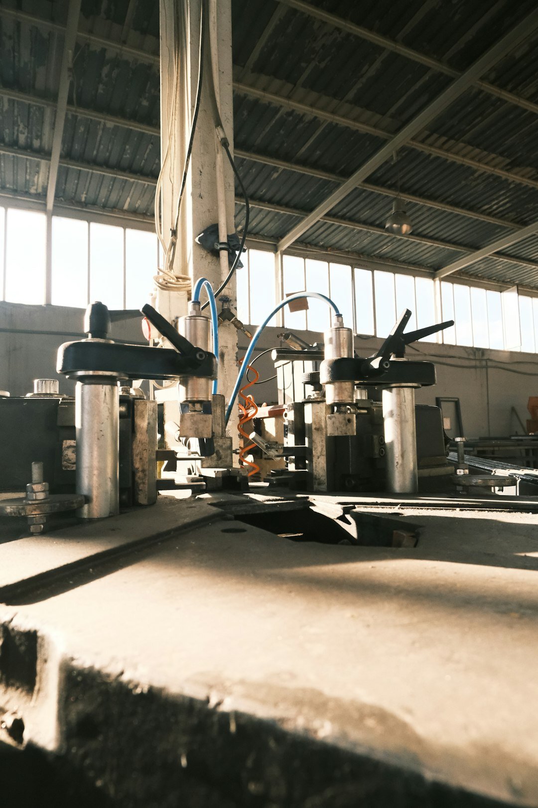Industrial robotic arm on a factory production line