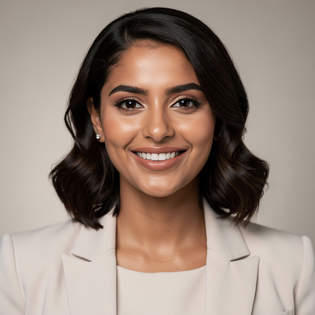 Portrait of a smiling woman with dark hair